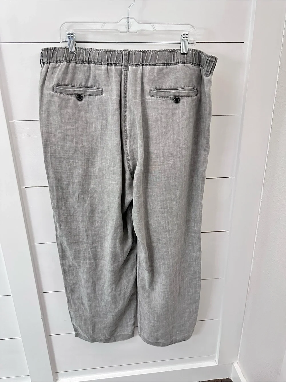 Tommy Bahama Relax XL grey 100% linen sip elastic waist loose fit coastal pant